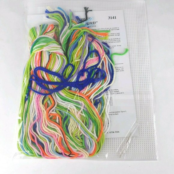 Counted Cross Stitch Bunny Bluebird Flowers Spring - Picture 2 of 4